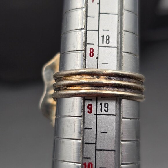 Ametrine Glass Ring Size 8.5 Faceted Oval VTG 925 Silver-Plated Statement Jewelr - Picture 8 of 15